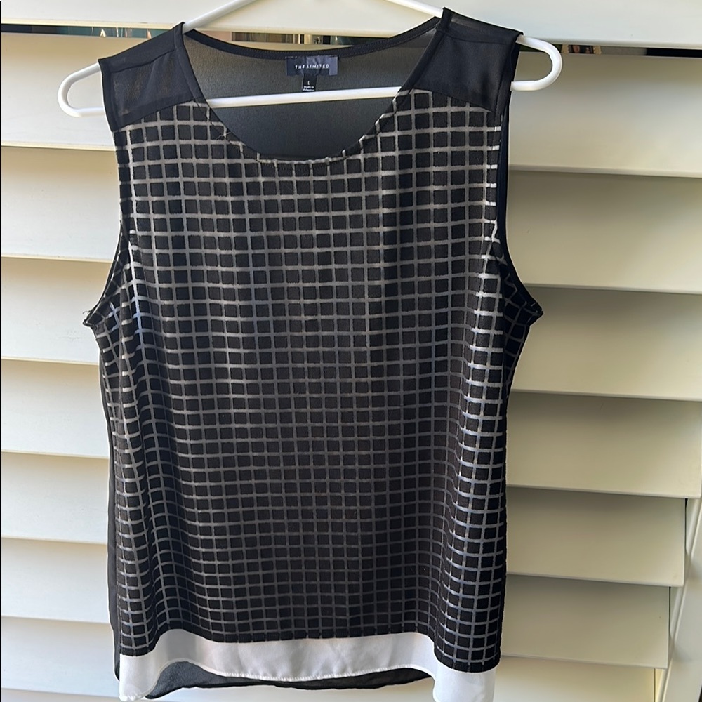 Calvin Klein Black and White Boxy Sleeveless Blouse